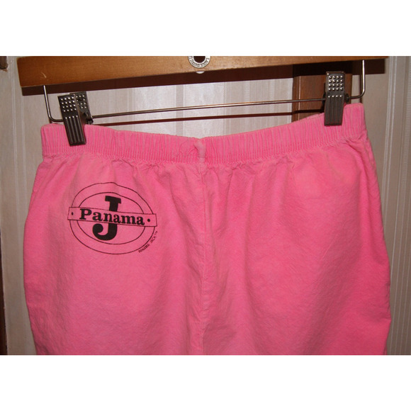 Vintage 90s Panama Jack Bright Neon Pink Small Beach Cotton Pants USA Made - Picture 2 of 12